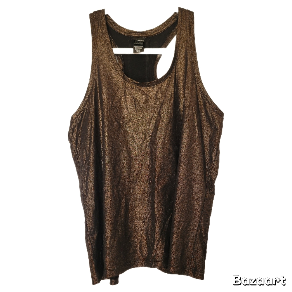 Victoria Sport Tank Top Womens Shimmer Sleeveless Athletic Open Tie Back
